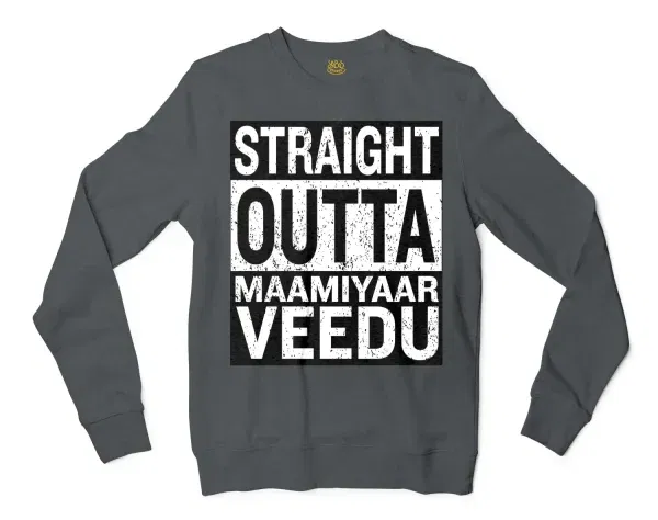 Straight Outta Maamiyaar Veedu Men/Unisex Long Sleeve T-Shirt in Dark Heather Color