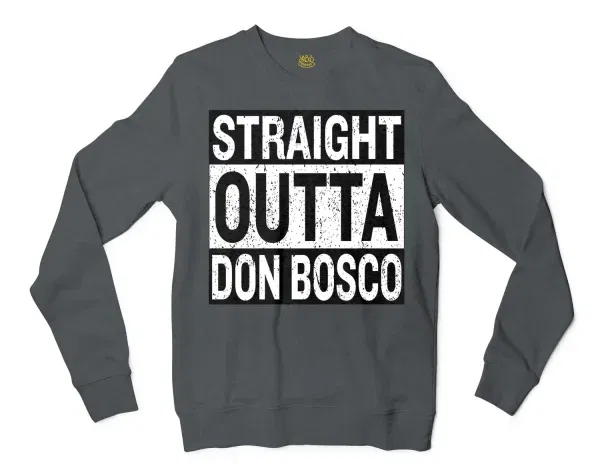 Straight Outta Don Bosco Men/Unisex Long Sleeve T-Shirt in Dark Heather Color