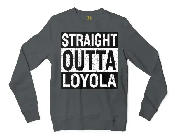 Straight Outta Loyola Men/Unisex Long Sleeve T-Shirt in Dark Heather Color