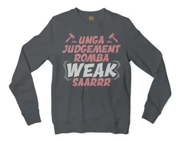 Unga Judgement Romba Weak Saarrr Men/Unisex Long Sleeve T-Shirt in Dark Heather Color