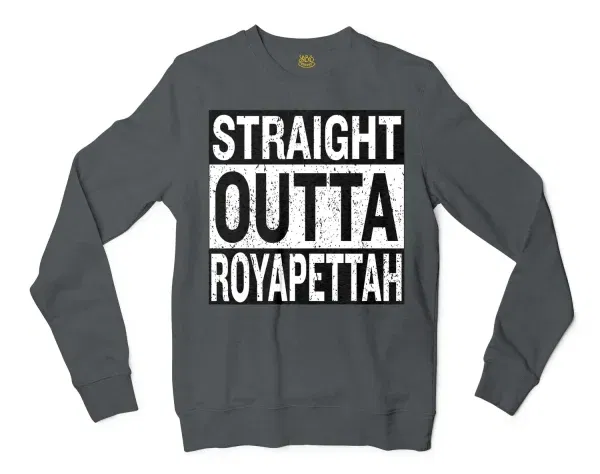 Straight Outta Royapettah Men/Unisex Long Sleeve T-Shirt in Dark Heather Color