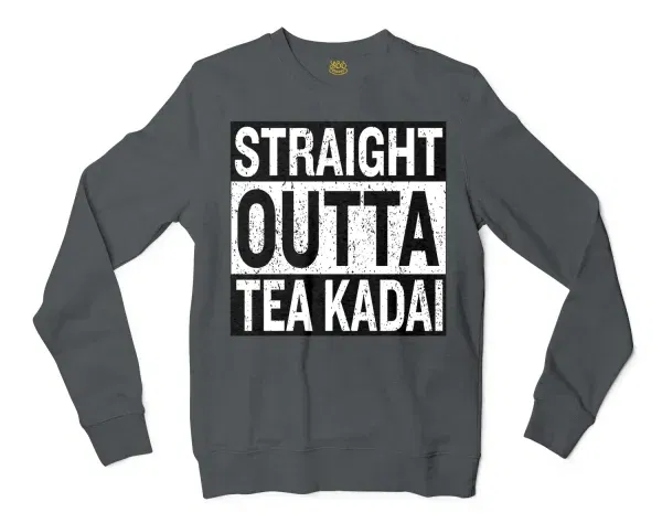 Straight Outta Tea Kadai Men/Unisex Long Sleeve T-Shirt in Dark Heather Color