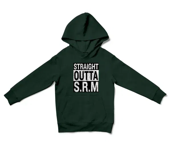 Straight Outta Srm University Unisex Youth Hoodie in Forest Green Color