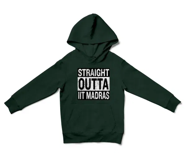 Straight Outta Iit Madras Unisex Youth Hoodie in Forest Green Color