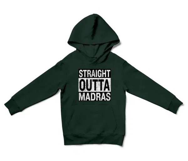 Straight Outta Madras Unisex Youth Hoodie in Forest Green Color