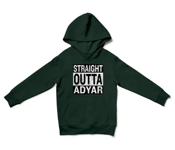 Straight Outta Adyar Unisex Youth Hoodie in Forest Green Color