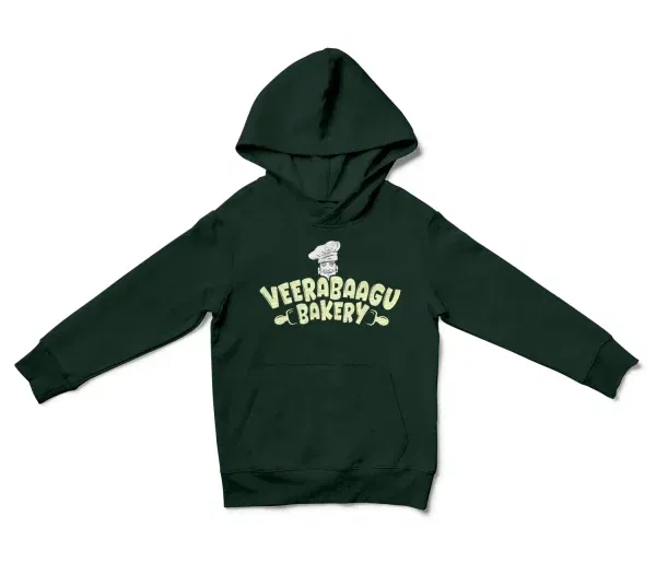 Veerabaagu Bakery Unisex Youth Hoodie in Forest Green Color