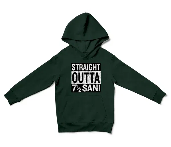 Straight Outta Sani - English Unisex Youth Hoodie in Forest Green Color