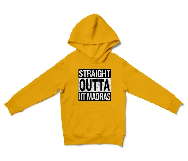 Straight Outta Iit Madras Unisex Youth Hoodie in Gold Color