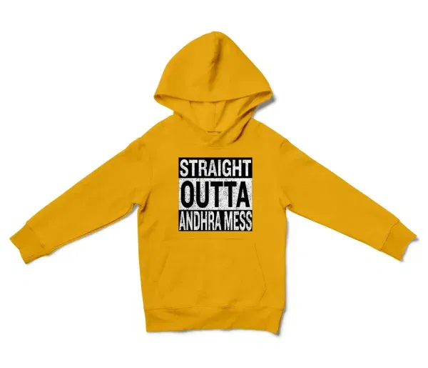 Straight Outta Andhra Mess Unisex Youth Hoodie in Gold Color