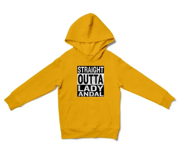 Straight Outta Lady Andal Unisex Youth Hoodie in Gold Color