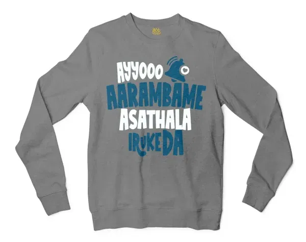 Ayyooo Aarambame Asathala Iruke Da Men/Unisex Long Sleeve Sweatshirt in Graphite Heather Color