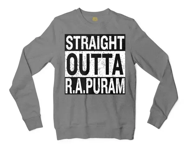 Straight Outta R.a Puram Men/Unisex Long Sleeve Sweatshirt in Graphite Heather Color