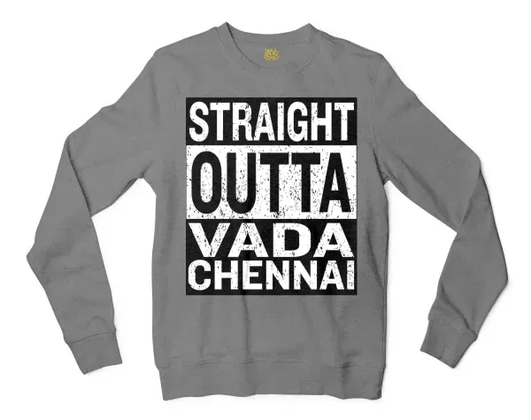 Straight Outta Vada Chennai Men/Unisex Long Sleeve Sweatshirt in Graphite Heather Color