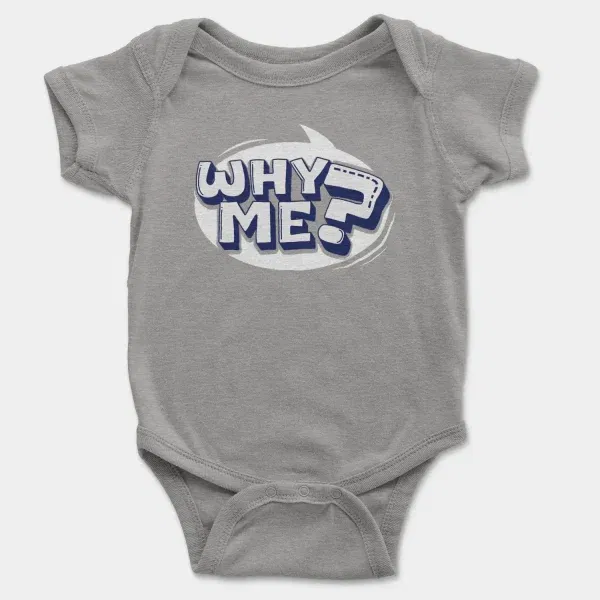 Why Me? Short Sleeve Baby Onesie in Heather Color