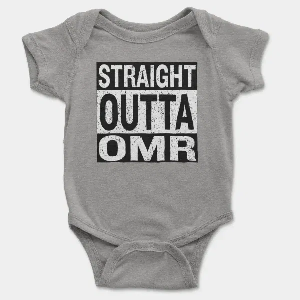 Straight Outta Omr Short Sleeve Baby Onesie in Heather Color