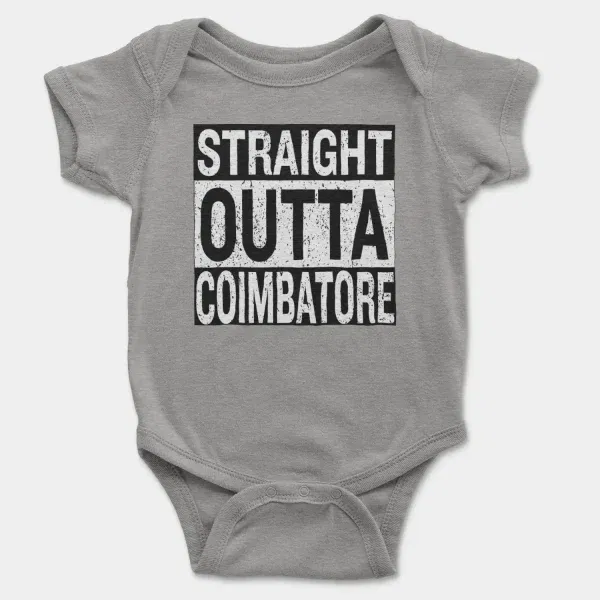 Straight Outta Coimbatore Short Sleeve Baby Onesie in Heather Color