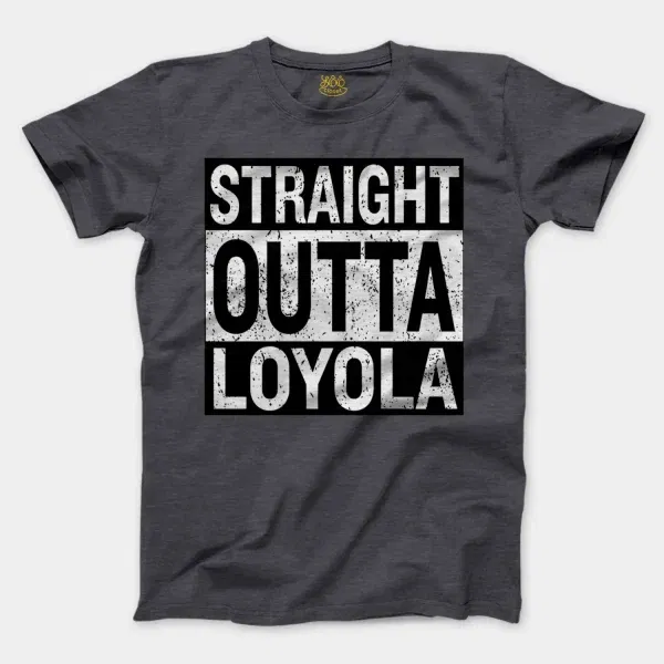 Straight Outta Loyola Men/Unisex T-Shirt in Heather Dark Grey Color