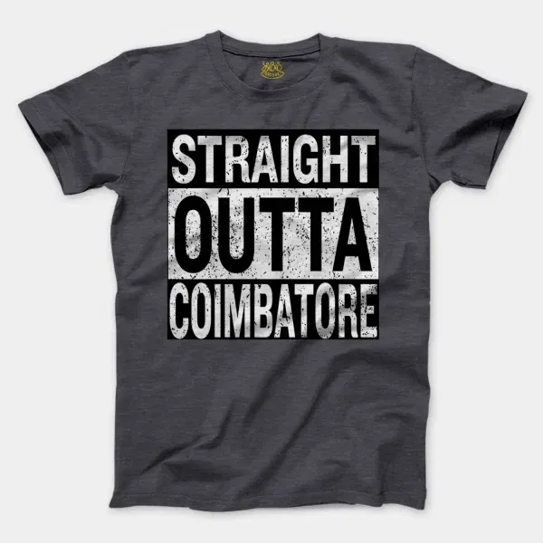 Straight Outta Coimbatore Men/Unisex T-Shirt in Heather Dark Grey Color