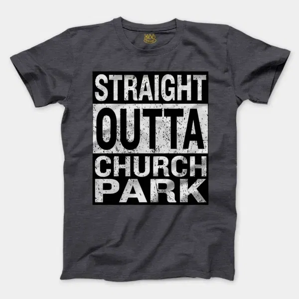 Straight Outta Church Park Men/Unisex T-Shirt in Heather Dark Grey Color