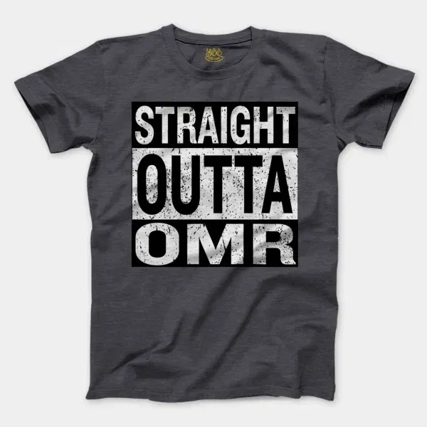 Straight Outta Omr Men/Unisex T-Shirt in Heather Dark Grey Color