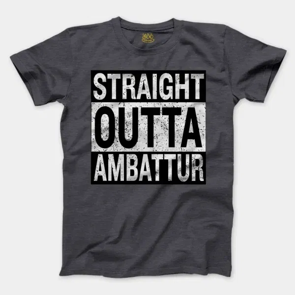 Straight Outta Ambattur Men/Unisex T-Shirt in Heather Dark Grey Color