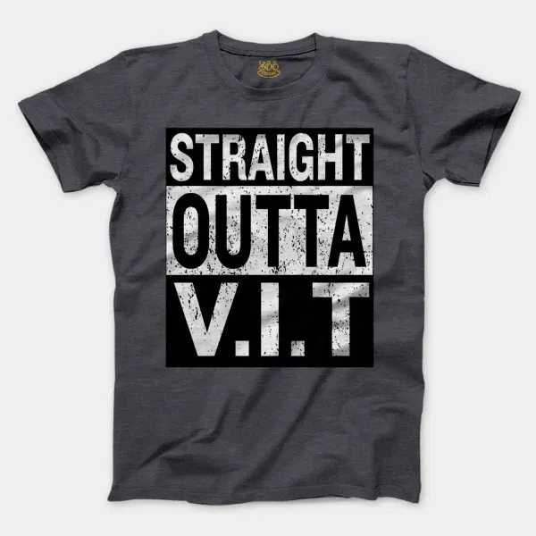 Straight Outta Vit Men/Unisex T-Shirt in Heather Dark Grey Color