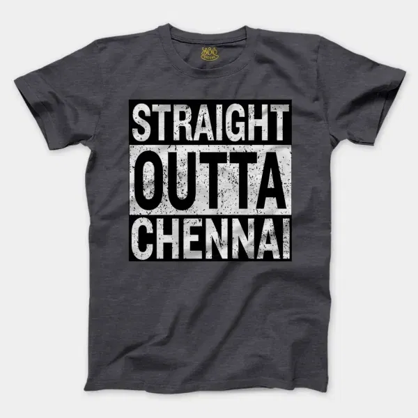 Straight Outta Chennai Men/Unisex T-Shirt in Heather Dark Grey Color