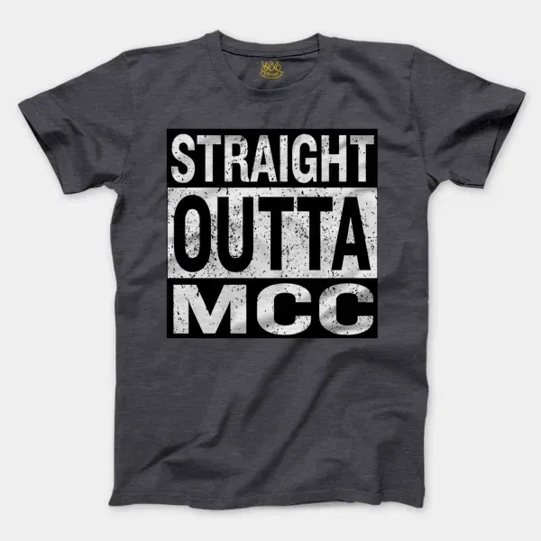 Straight Outta Mcc Men/Unisex T-Shirt in Heather Dark Grey Color