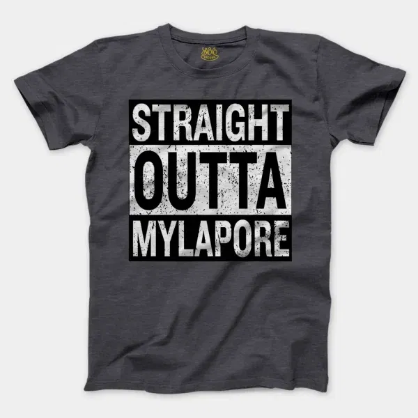 Straight Outta Mylapore Men/Unisex T-Shirt in Heather Dark Grey Color