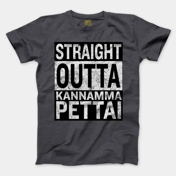 Straight Outta Kannamma Pettai Men/Unisex T-Shirt in Heather Dark Grey Color