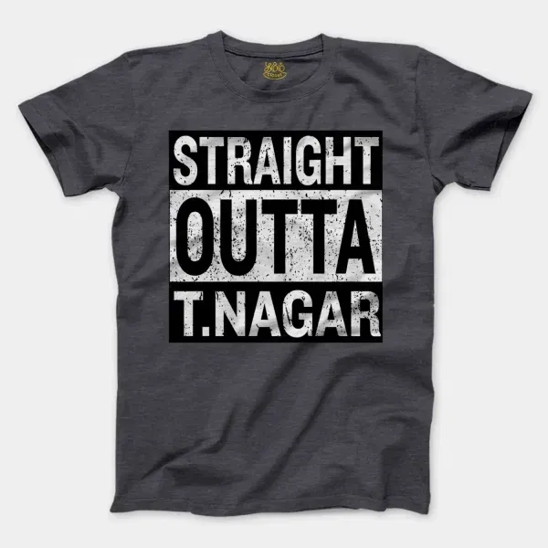 Straight Outta T-Nagar Men/Unisex T-Shirt in Heather Dark Grey Color