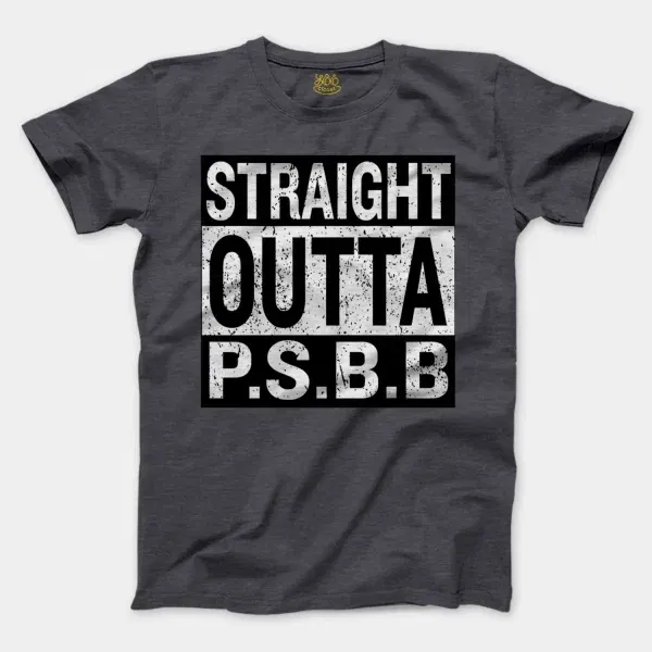 Straight Outta Psbb Men/Unisex T-Shirt in Heather Dark Grey Color