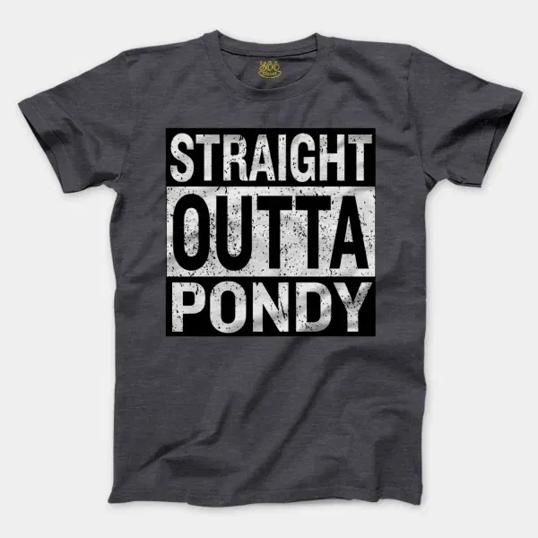 Straight Outta Pondy Men/Unisex T-Shirt in Heather Dark Grey Color