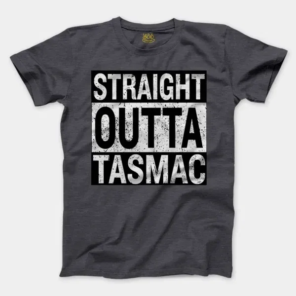 Straight Outta Tasmac Men/Unisex T-Shirt in Heather Dark Grey Color