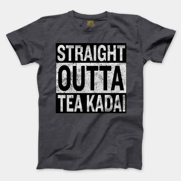 Straight Outta Tea Kadai Men/Unisex T-Shirt in Heather Dark Grey Color