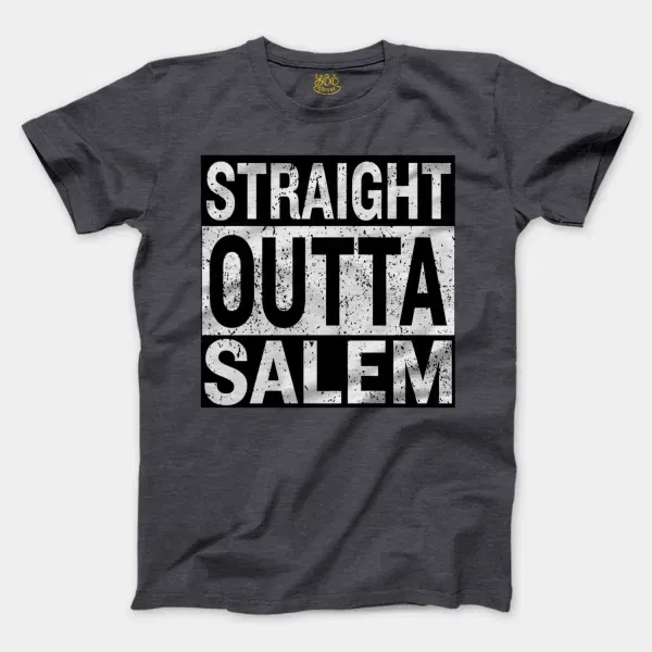 Straight Outta Salem Men/Unisex T-Shirt in Heather Dark Grey Color