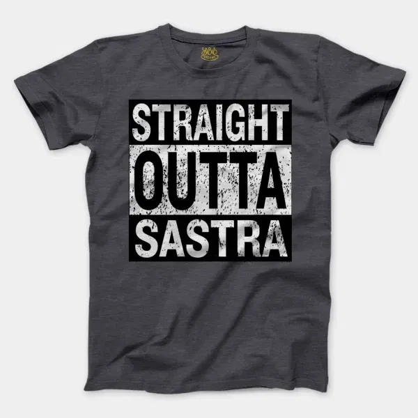 Straight Outta Sastra Men/Unisex T-Shirt in Heather Dark Grey Color