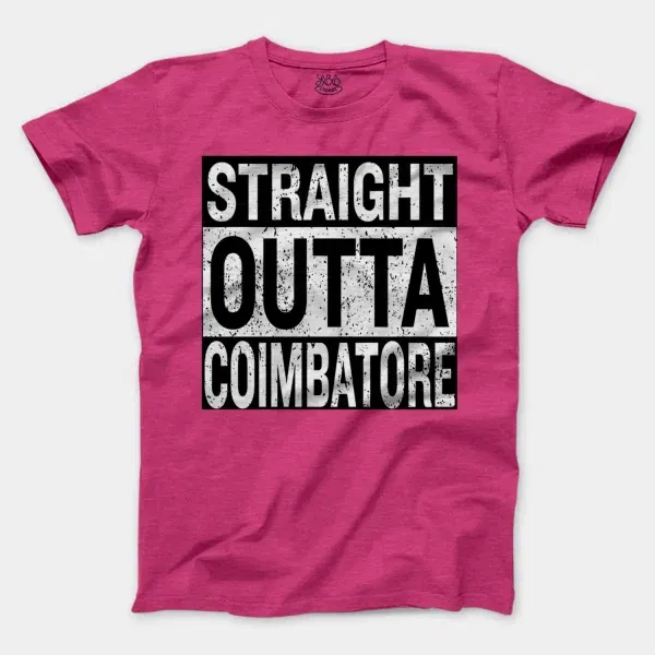 Straight Outta Coimbatore Men/Unisex T-Shirt in Heather Heliconia Color