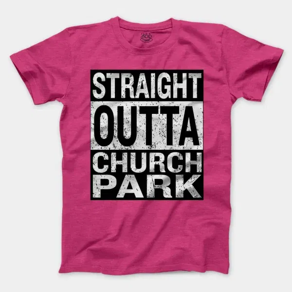 Straight Outta Church Park Men/Unisex T-Shirt in Heather Heliconia Color