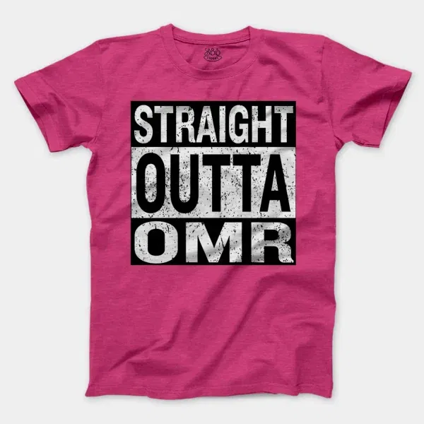 Straight Outta Omr Men/Unisex T-Shirt in Heather Heliconia Color