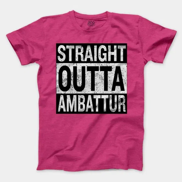 Straight Outta Ambattur Men/Unisex T-Shirt in Heather Heliconia Color