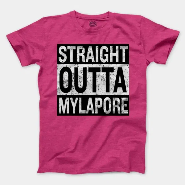 Straight Outta Mylapore Men/Unisex T-Shirt in Heather Heliconia Color