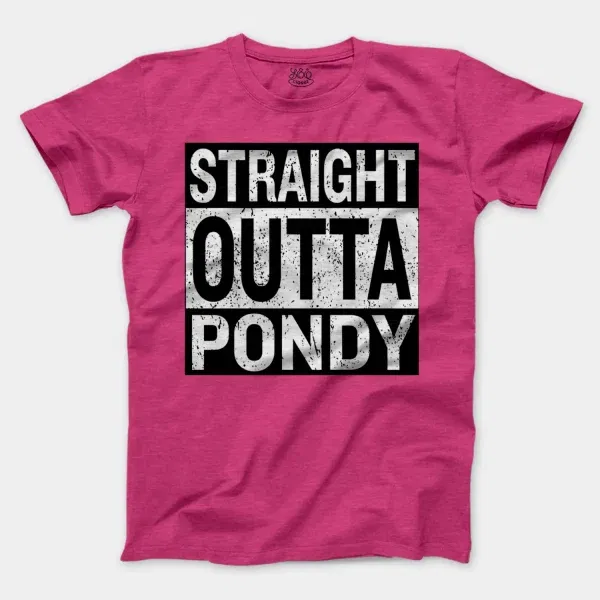 Straight Outta Pondy Men/Unisex T-Shirt in Heather Heliconia Color