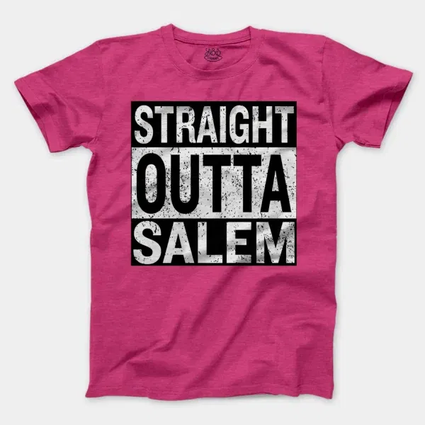 Straight Outta Salem Men/Unisex T-Shirt in Heather Heliconia Color