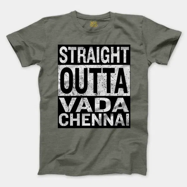 Straight Outta Vada Chennai Men/Unisex T-Shirt in Heather Military Green Color