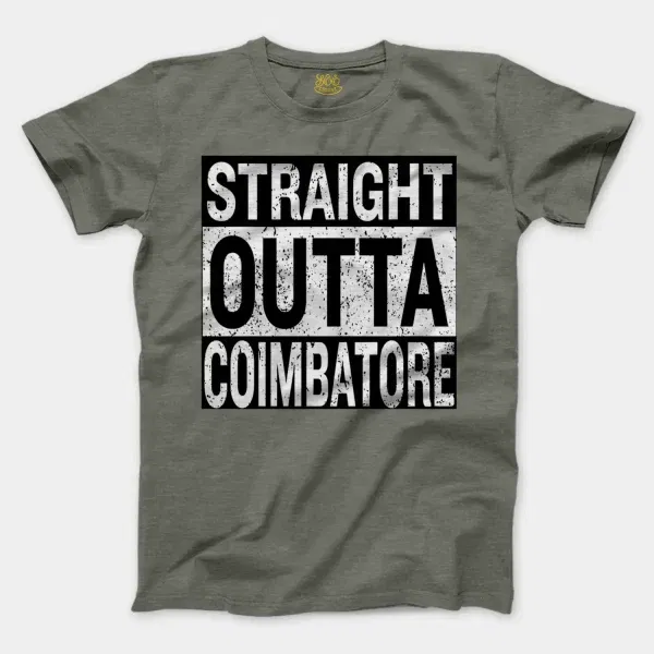 Straight Outta Coimbatore Men/Unisex T-Shirt in Heather Military Green Color