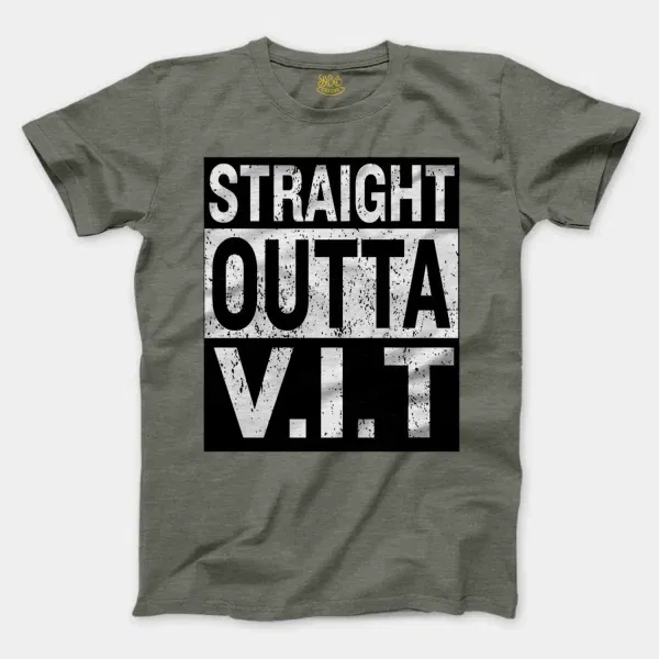 Straight Outta Vit Men/Unisex T-Shirt in Heather Military Green Color