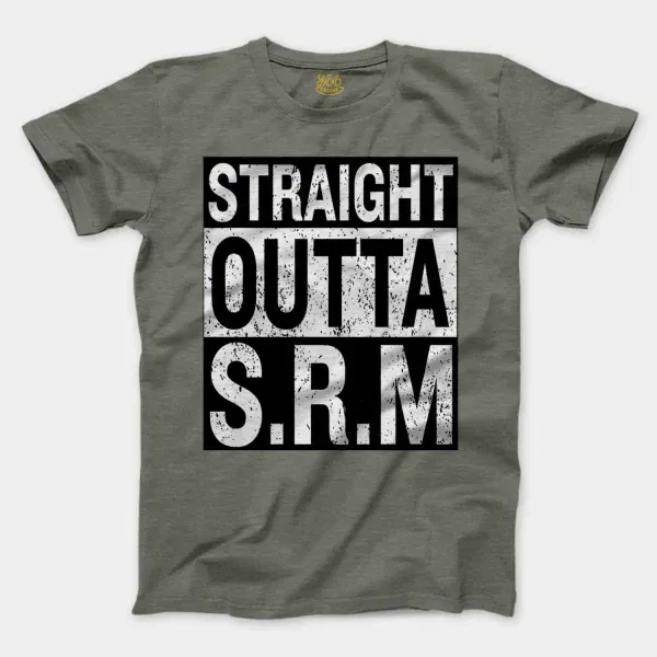 Straight Outta Srm University Men/Unisex T-Shirt in Heather Military Green Color