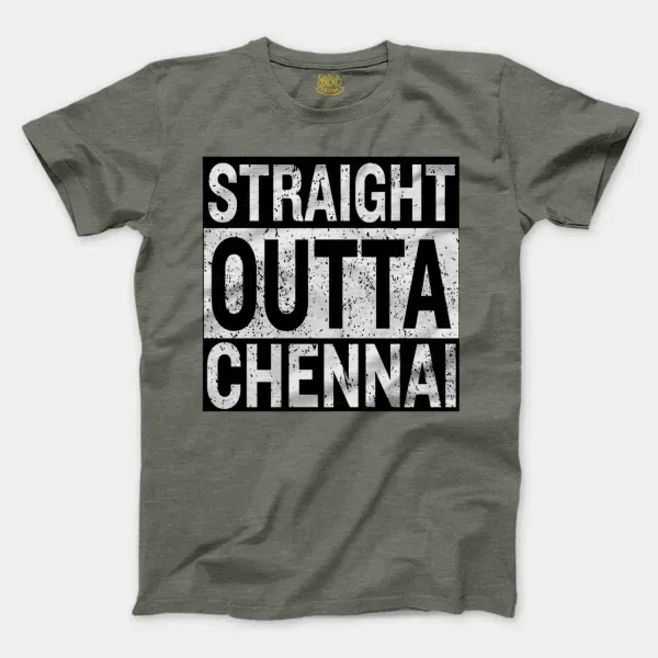 Straight Outta Chennai Men/Unisex T-Shirt in Heather Military Green Color